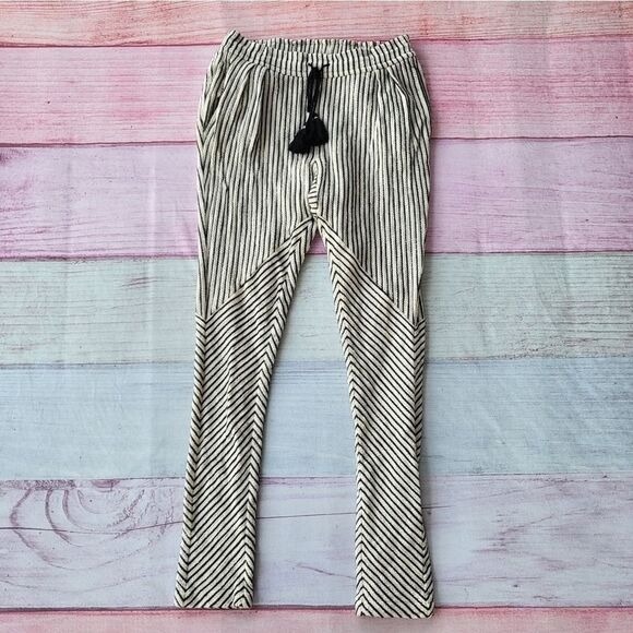 Rebecca Minkoff Black Sava Stripe Slouchy-Slim Woven Pants Size Medium‎ - Picture 4 of 9